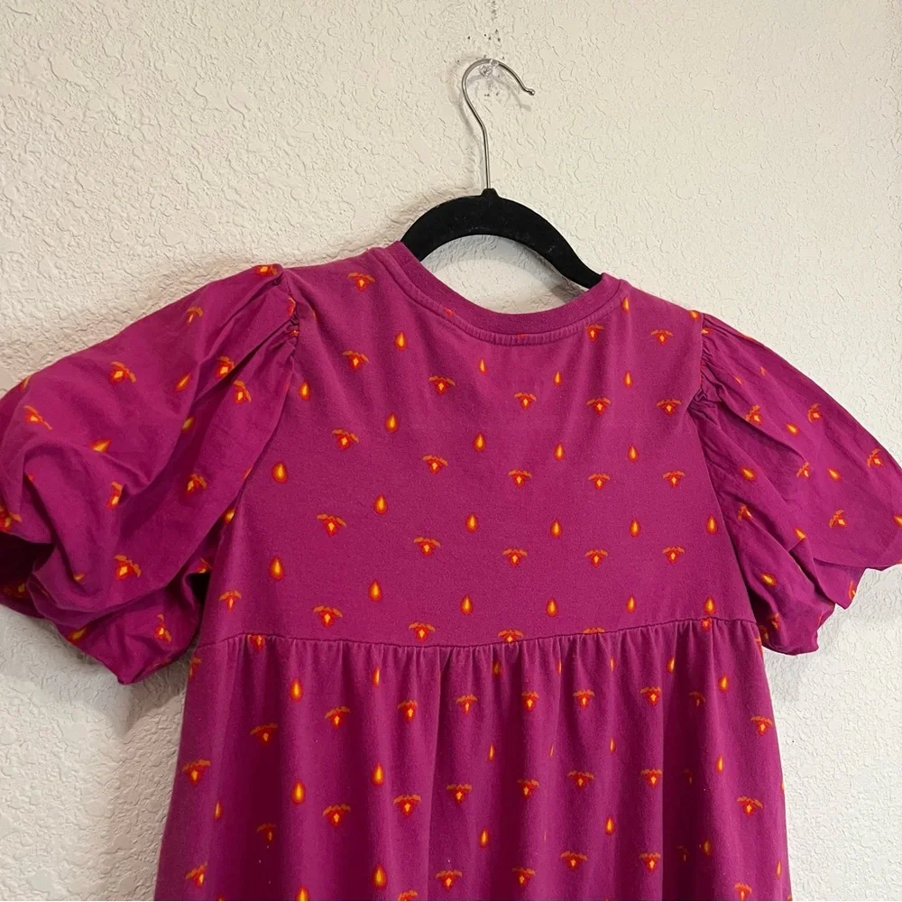 Disney Encanto Puff Short Sleeve Pink Graphic Tiered Dress Girls Youth Size L